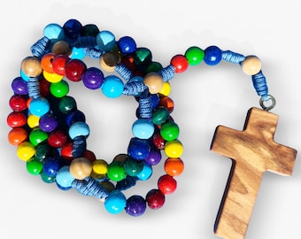 Extra-long rainbow rosary with 7 sets (necklace)
