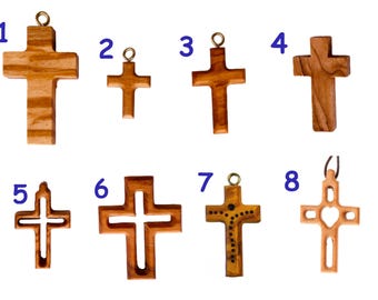 Crosses made of olive wood (and metal) to hang around your neck