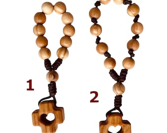 Kleiner Rosenkranz aus echten Olivenholzperlen