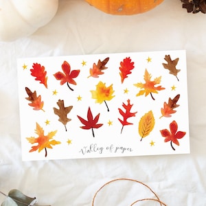 Feuille d'autocollants « Feuilles d'automne 2, 2019 » pour bullet journal, scrapbooking, art journal, carterie