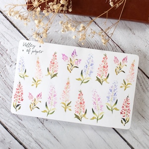 Feuille d'autocollants « Epilobe » pour bullet journal, scrapbooking, art journal, carterie