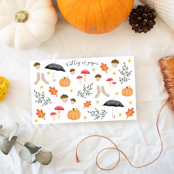 Sheet of stickers “Autumnal sweetness” for bullet journal, scrapbooking, art journal, card making