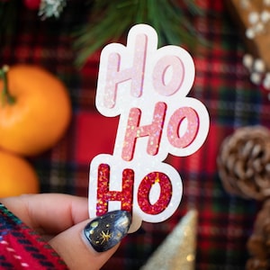 Autocollant plastifié à effets « Ho Ho Ho » pour ordinateur, carnet, valise