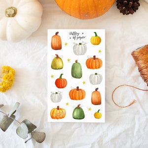 Feuille d'autocollants « Cucurbitacées » pour bullet journal, scrapbooking, art journal, carterie