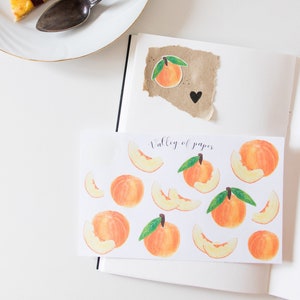 Feuille d'autocollants « Pêches » pour bullet journal, scrapbooking, art journal, carterie