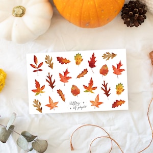 Feuille d'autocollants « Feuilles d'automne 2020 » pour bullet journal, scrapbooking, art journal, carterie