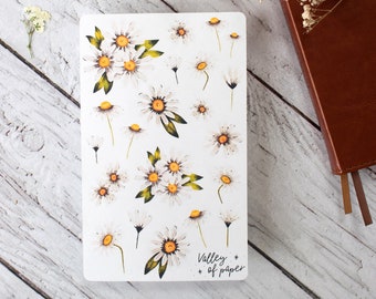 “Marguerite” sticker sheet for bullet journal, scrapbooking, art journal, card making