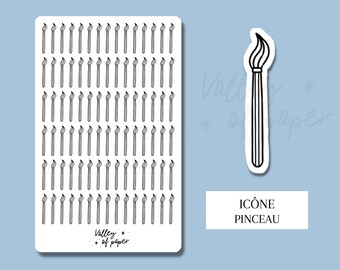 Planche d'autocollants PINCEAU - icône pour bullet journal, planner, agenda