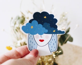 Laminated sticker "Head in the Clouds" for computer, notebook, suitcase