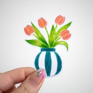 Autocollants plastifiés « Bouquet de tulipes » pour ordinateur, carnet, valise...