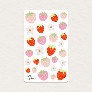 Stickers « Fête des fraises » pour bullet journal, art journal, scrapbooking et carterie