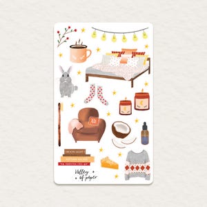 Foglio di adesivi "Cocooning Evening" per bullet journal, scrapbooking, art journal, creazione di biglietti