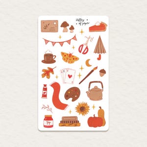 Feuille d'autocollants « Automne créatif » pour bullet journal, scrapbooking, art journal, carterie