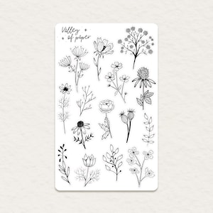 Feuille d'autocollants « Herbier » pour bullet journal, scrapbooking, art journal, carterie