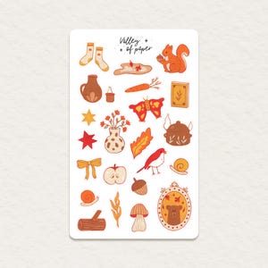 Feuille d'autocollants « Saison dorée » pour bullet journal, scrapbooking, art journal, carterie