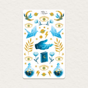 Feuille d'autocollants « Nuit magique » pour bullet journal, scrapbooking, art journal, carterie