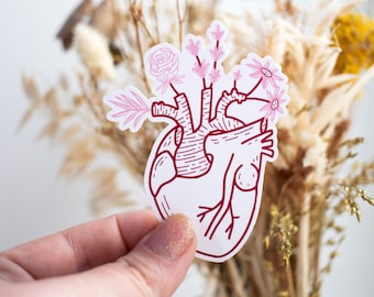 Autocollant plastifié « Battement de fleurs » pour ordinateur, carnet, valise