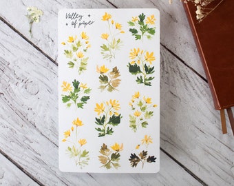 “Celandine” sticker sheet for bullet journal, scrapbooking, art journal, card making