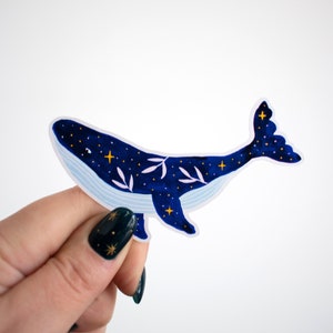 Autocollant plastifié "Baleine magique" pour ordinateur, carnet, valise...
