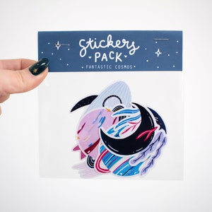 LOT 6 STICKERS « Fantastic cosmos » pour ordinateur, carnet, valise, mural