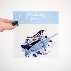 LOT 6 STICKERS « Magical sea » pour ordinateur, carnet, valise, mural