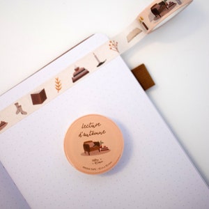 Washi tape, scotch décoratif « Lecture d'automne » pour loisirs créatifs, bullet journal, carterie, scrapbooking, planner, art journal