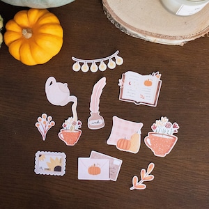 Stickers pack « Lecture d'automne », 10 grands stickers AUTOMNE pour Bullet journal, scrapbooking, carterie, art journal