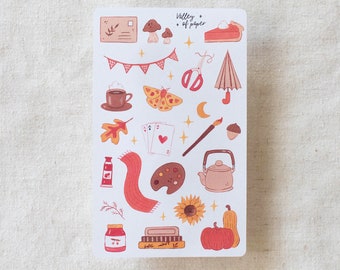 Feuille d'autocollants « Automne créatif » pour bullet journal, scrapbooking, art journal, carterie