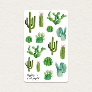 Feuille d'autocollants « Désert de cactus » pour bullet journal, scrapbooking, art journal, carterie