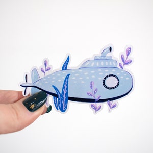 Autocollant plastifié "Sous marin magique" pour ordinateur, carnet, valise...