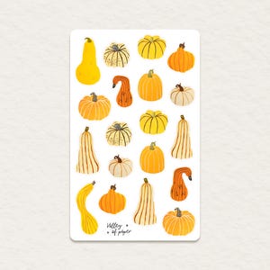 Feuille d'autocollants « Champs de courges » pour bullet journal, scrapbooking, art journal, carterie