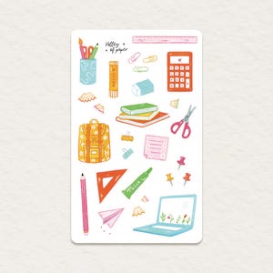 Feuille d'autocollants « Back to school » pour bullet journal, scrapbooking, art journal, carterie