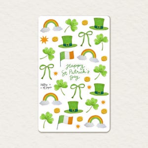 Planche d'autocollants « St Patrick's day » pour bullet journal, scrapbooking, art journal, journaling