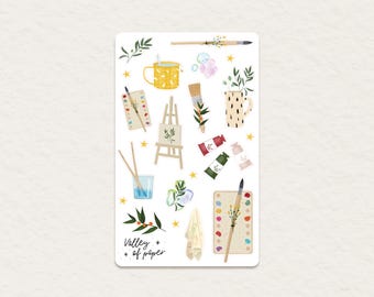 "Morning Painting" sticker sheet for bullet journaling, scrapbooking, art journaling, card making