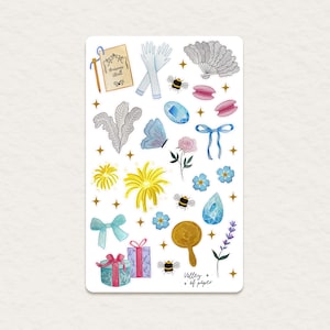 Feuille d'autocollants « Diamant de la Saison » - Collection « Elégance royale » pour bullet journal, scrapbooking, art journal, carterie