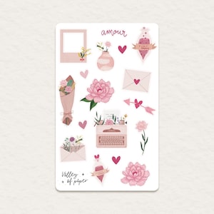 “Romantisch” stickervel voor bullet journal, scrapbooking, art journal, kaarten maken