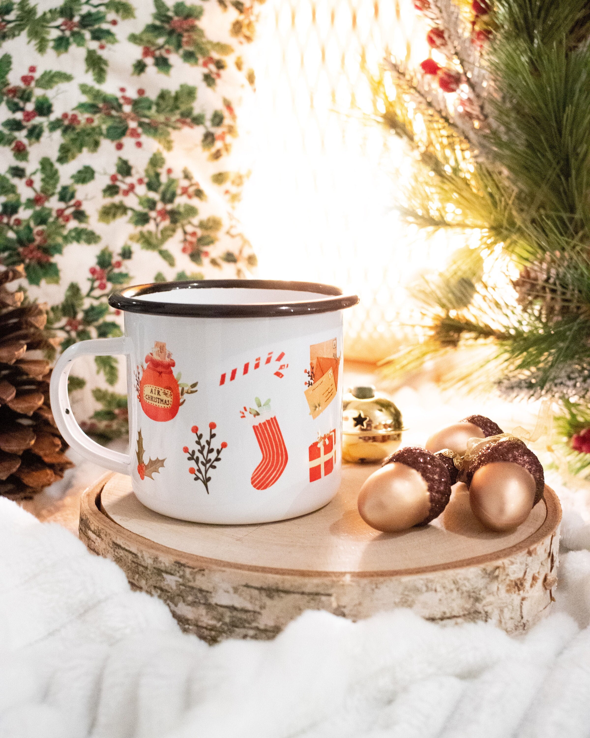 Tasse Émaillée Lettre Au Père Noël Pour Consommation ou Décoration de d'hiver