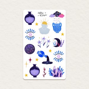 Feuille d'autocollants « Magie astrale » pour bullet journal, scrapbooking, art journal, carterie