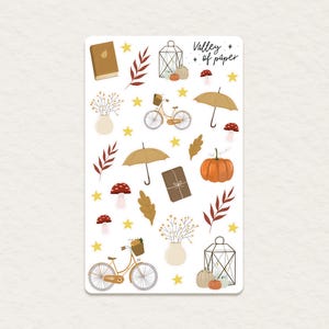 Feuille d'autocollants « Balade automnale » pour bullet journal, scrapbooking, art journal, carterie