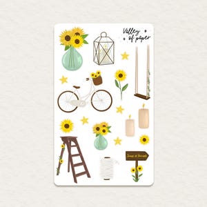 Feuille d'autocollants « Balade bucolique » pour bullet journal, scrapbooking, art journal, carterie
