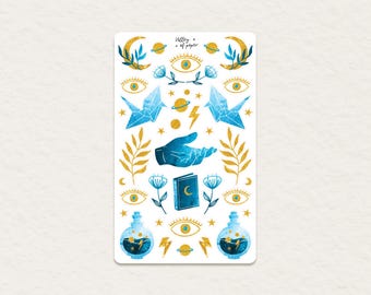 "Magic Night" sticker sheet for bullet journaling, scrapbooking, art journaling, card making