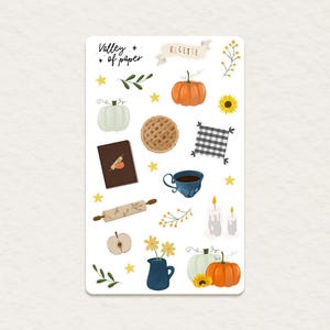 Feuille d'autocollants « Cuisine d'automne » pour bullet journal, scrapbooking, art journal, carterie