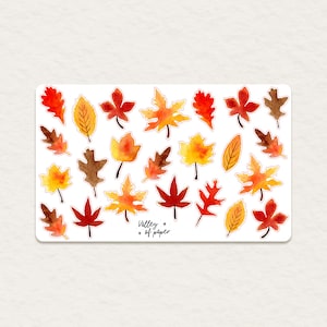 Stickervel "Herfstbladeren 1, 2019" voor bullet journaling, scrapbooking, art journaling en het maken van kaarten.