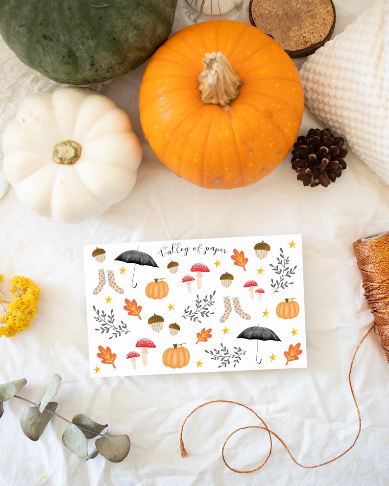 Sheet of stickers Autumnal sweetness for bullet journal, scrapbooking, art journal, card making image 1