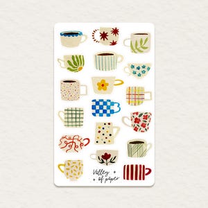 Feuille d'autocollants « Tasse du jour » pour bullet journal, scrapbooking, art journal, carterie