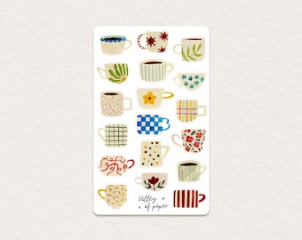 "Mug of the Day" sticker sheet for bullet journaling, scrapbooking, art journaling, card making