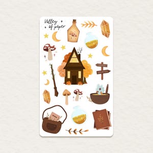 Feuille d'autocollants « Conte d'automne » pour bullet journal, scrapbooking, art journal, carterie