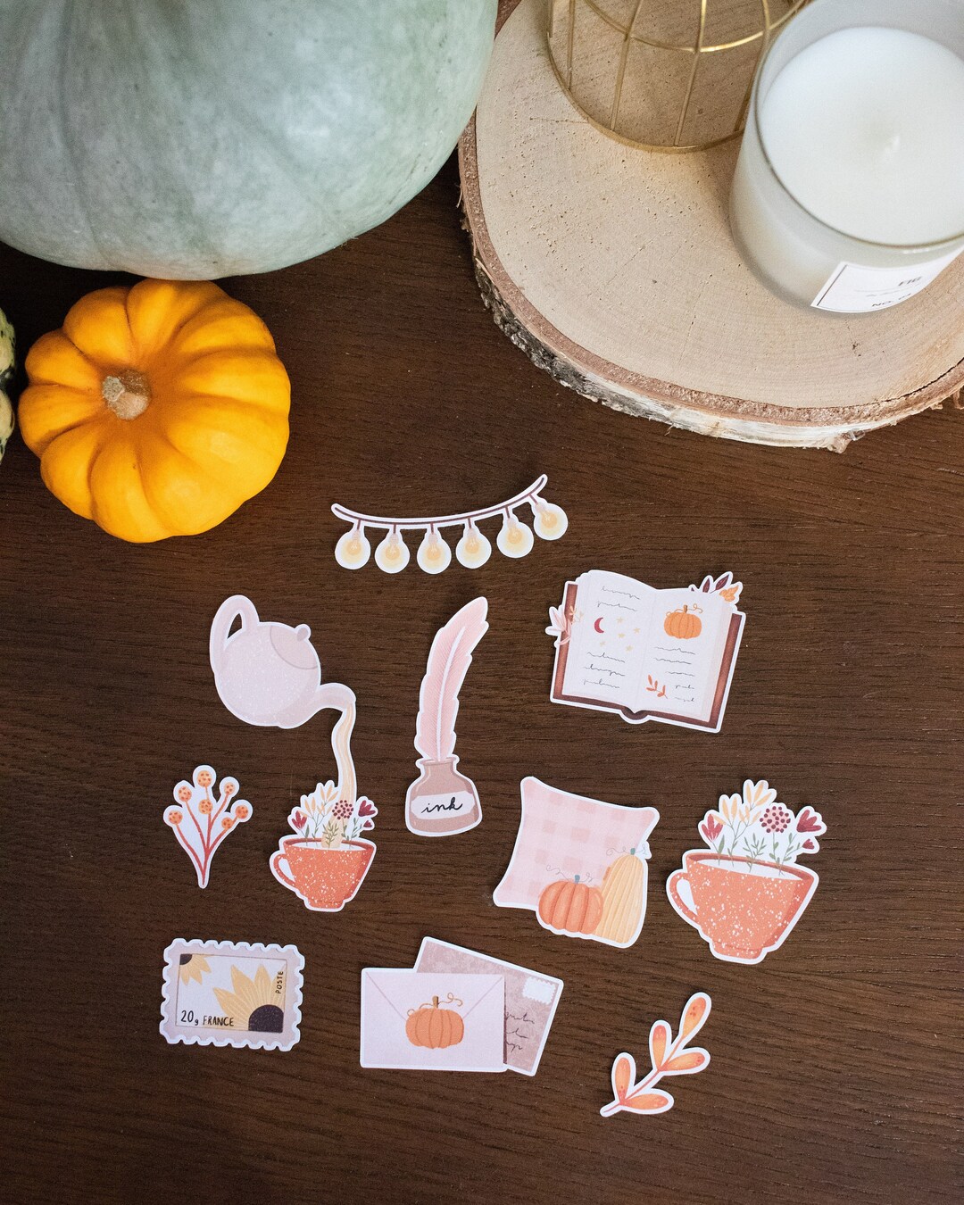 Sticker Autumm Stickers Pack autumn Reading, 10 Large AUTUMN Stickers for Bullet ...