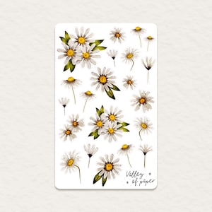 Feuille d'autocollants « Marguerite » pour bullet journal, scrapbooking, art journal, carterie