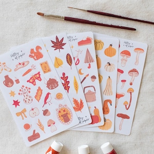 4 planches de d'autocollants + 1 offerte automne 2023 pour bullet journal, scrapbooking, carterie